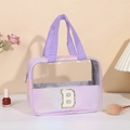 Borsa trucco olografica viola con PVC trasparente e toppa con lettera B glitterata oro - Lettera B / Viola