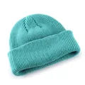 Klassische hellblaue Rippstrickmütze mit Umschlag für winterliche Wärme im Freien - Hellblau