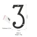 Rustic cast iron house number 3 with screws in matte black finish for wall decor - Large Flat Number-3 / Black