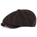 Berretto newsboy classico in lana spigata marrone scuro per l'autunno e l'inverno, unisex - caffè