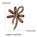 Bow brooch with pink rhinestones and champagne crystals in golden finish for women - Purple-3992