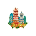 Guilin Sun Moon Twin Pagodas metal souvenir fridge magnet with colorful enamel finish - Sun and Moon Pagodas