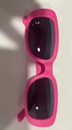 Retro small square sunglasses with thick bright pink frames and dark lenses for women - Frosted Rose Red Frame Grey Lens