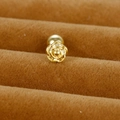 Detailed macro shot of a golden rose flower helix earring with screw back on velvet - Rose / Gold / 0.1