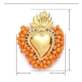 Detailed size specifications of orange heart pendant in stainless steel and resin - Orange Beaded Flame Heart