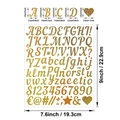 Detailansicht der 2,5 cm großen goldenen Glitzer-Alphabet- und Zahlenaufkleber mit Maßen - Gold