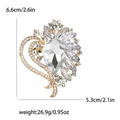 Golden heart-shaped crystal brooch dimensions 6.6x5.3cm and 26.9g weight for women - Gold
