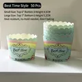 50pcs rainbow muffin liners in small and large sizes with Best Time pattern - Best Time
