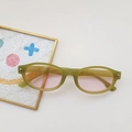 Vintage kattenoog zonnebril voor kinderen met groen montuur en roze glazen - Groen