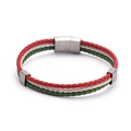Three-layer braided leather bracelet with Italy flag colors and stainless steel clasp - Mexico