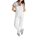 Salopette casual in denim bianco da donna con vestibilità ampia e gamba dritta - S / Bianco