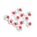 Flat round polymer clay beads with Christmas hat patterns for DIY jewelry making - Red Christmas Hat