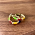 2505102a Small Colored Rhinestone Hoop Earrings