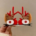 Christmas hair clips featuring red felt antlers and brown sequined reindeer designs - 55# Christmas Antler Hair Clip Reindeer