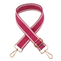 Pink and beige herringbone woven bag strap with adjustable gold-toned metal buckles - Rose Red