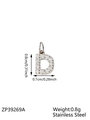 Sparkling zircon paved letter D pendant made of stainless steel with a silver finish - Letter D / Steel