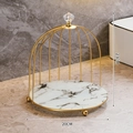 Birdcage gold iron makeup organizer with white marble base, height 23cm diameter 20cm - Birdcage Single Tier - Black White