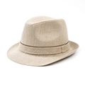 Chapeau fedora en paille beige avec ruban marron foncé pour protection solaire - M (56-58cm) / Beige