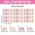 Stickers muraux arc-en-ciel boho pour chambre d'enfant, lot de 49 pièces sur 6 feuilles - Ensemble Arc-en-ciel Cœur Boho (UV26Y80030T_T)