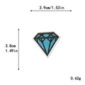 Écusson brodé diamant bleu 3,9 cm x 3,8 cm avec dimensions et spécifications de poids - GZ-4675 (Avec Adhésif)