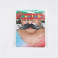 Realistic black and grey fake mustache party prop in retail blister packaging - Rabbit-Hair-Look Black Grey Mustache