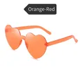 Lunettes de soleil cœur sans monture en rouge orangé avec plaquettes de nez intégrées - Rouge Orangé