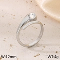 Anillo de serpiente en acero plateado con gema de gota, ancho de 12mm y peso de 4g - US 6 / Color Acero