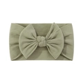 Soft olive green nylon baby headband with a large bow detail for newborns - Olive Green