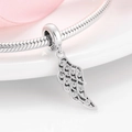 S925 sterling silver angel wing charm with cubic zirconia for snake chain bracelets - 925 Sterling Silver/Zirconia / Zirconia Wings (PD0128)