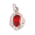 Oval ruby gemstone pendant in silver plated setting with irregular hollow design - L229092-Red White Gold