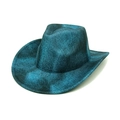 Western cowboy hat in blue and green tie-dye with wide brim and roll-up edges - M (56-58cm) / Blue Green Mottled (1#)