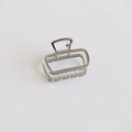 Polished silver metal hair claw clip with minimalist rectangular cutout design - Arc Rectangle / Silver