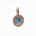 Gold round pendant with blue birthstone and star detail for DIY necklace jewelry - Rose Gold March