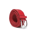 Women's vintage red braided wax rope belt with silver buckle for jeans and dresses - Red