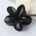 Matte black plumeria flower hair claw clip for women on elegant white background - Matte Black