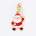 Pendentif Père Noël émaillé doré avec finition rouge et blanche pour bijoux - Père Noël debout