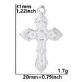 Detalle de colgante de cruz de acero inoxidable plata, tamaño 31x20mm y peso 1,7g - Color Acero