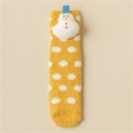 Gelbe Korallenvlies-Weihnachtssocken mit weißen Punkten und 3D-Schneemann-Puppe - Kinder 1-3J / Schneemann