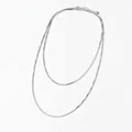 Minimalist silver double-layered snake chain necklace with sleek polished finish - Octagonal Round Snake Chain Necklace (D899) / Silver
