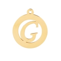Golden stainless steel circular pendant featuring a hollow minimalist letter G design - Letter G