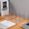 5-compartment clear acrylic book organizer, dimensions 32.2x13.5x12.8cm, desk storage - Transparent [Thickened] 4-Slot Bookend with Grooves