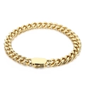 Hip hop style gold plated titanium steel cuban link bracelet with adjustable slide clasp - Gold Bracelet (8mmx20cm)