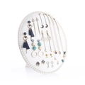 White oval jewelry display stand with pearl edge for hanging earrings and necklaces - Large / White Velvet