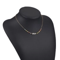 Bohemian gold chain necklace with colorful beads and white pearls on black bust - Multi-Color Mixed Beads with Three Pearls