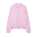 Close-up of pink zip-up jacket collar and silver zipper detail on sporty loungewear - S / Pink Top