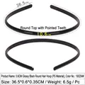 Glossy black 0.6cm plastic headband with anti-slip inner teeth for DIY hair styling - 0.6CM Round Glossy Black