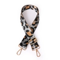 Adjustable leopard print bag strap in grey nylon with elegant gold metal buckles - 1002 Leopard Grey