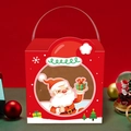 Scatola regalo rossa di Natale con Babbo Natale, manico e finestra trasparente - Babbo Natale con Regali