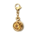6mm round yellow gemstone pendant with gold lobster clasp and stainless steel base - [Lobster Clasp] November Amber Yellow