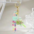Lollipop keychain with pastel beads, mint bow and colorful liquid sand charm - Chain Style [Green]